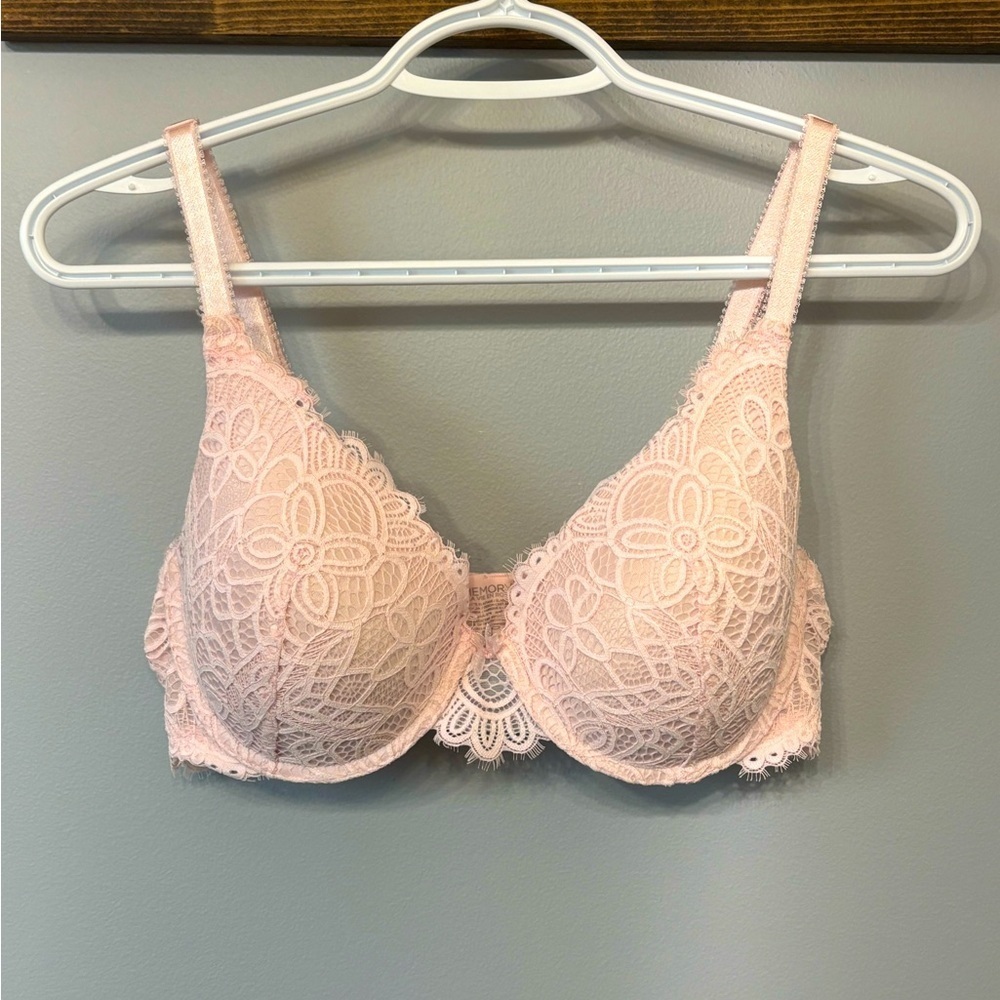La Vie En Rose Lightly Lined Memory Foam Pink Lace Bra D34